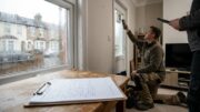 Inspector checks damp in a modern UK rental flat