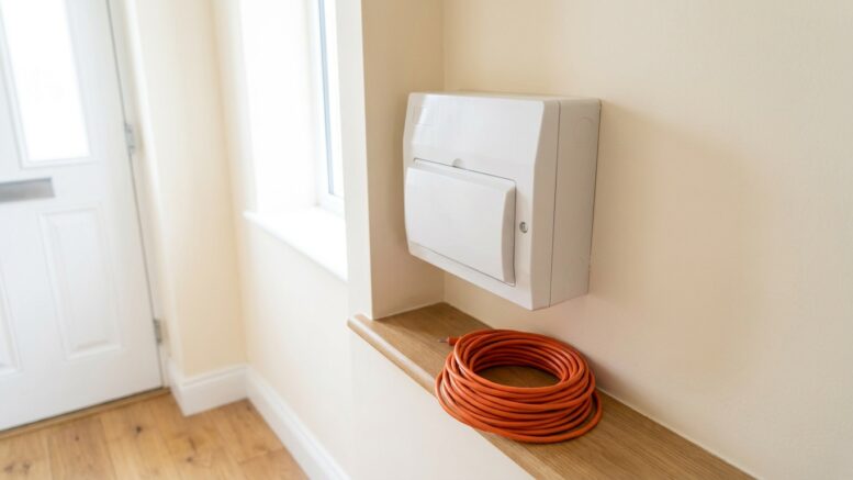 British rental home consumer unit with electrical test lead