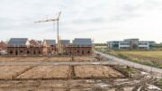Quiet British new-home site with construction paused