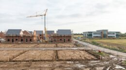 Quiet British new-home site with construction paused