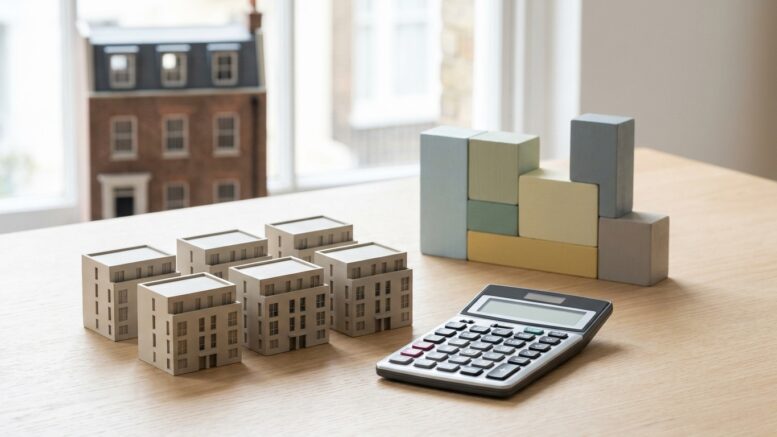 Six property models beside calculator in a tax comparison