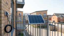 UK flat balcony with plug-in solar panel kit