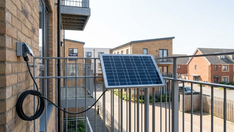 UK flat balcony with plug-in solar panel kit