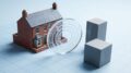 UK terraced house with abstract property tax markers