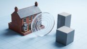 UK terraced house with abstract property tax markers