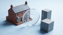 UK terraced house with abstract property tax markers