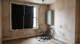Damaged UK rental room after an illegal grow