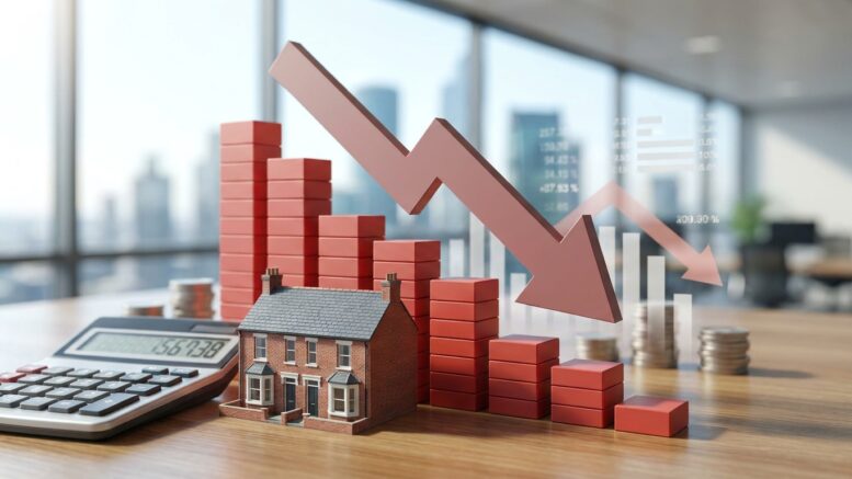 Calculator and falling chart showing landlord losses