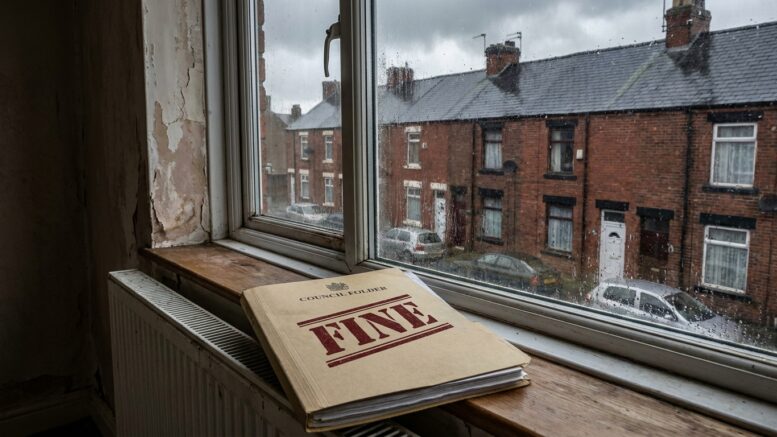 Durham rental street with FINE penalty stamp