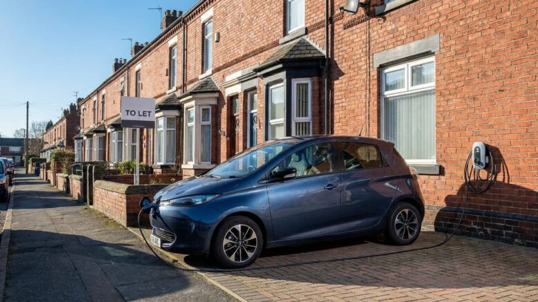 Tenant EV charger installed at rental with parking space