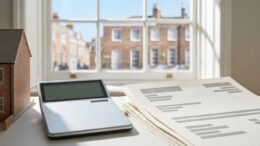Blank calculator and papers showing tax calculation concept