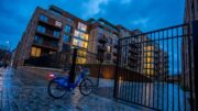 Open entrance to a contemporary UK rental building