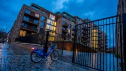 Open entrance to a contemporary UK rental building