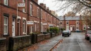 UK terraced street with To Let boards as rents fall