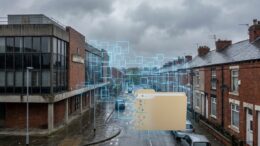 Council building and rental homes linked by registration grid