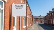 Sefton terraced street with selective licensing notice