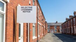 Sefton terraced street with selective licensing notice