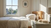 Neat UK spare bedroom with coin jar for lodgers