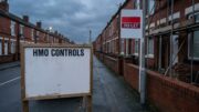 Stoke terraced street with HMO controls notice